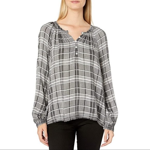 Lucky Brand Jessica Plaid Blouse NWT Size Medium - Picture 1 of 16